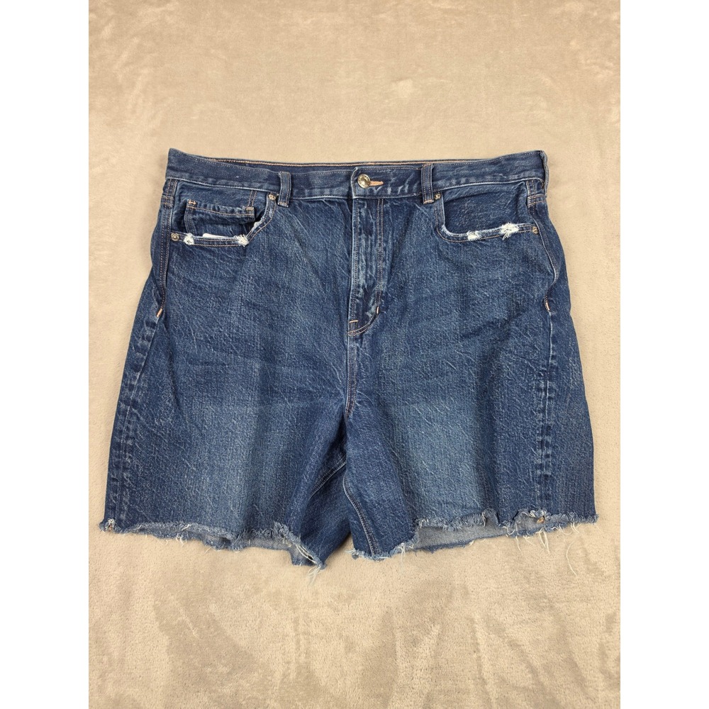 American Eagle Shorts Womens 14 Blue Relaxed Mom Cut Off Denim High Rise *Read